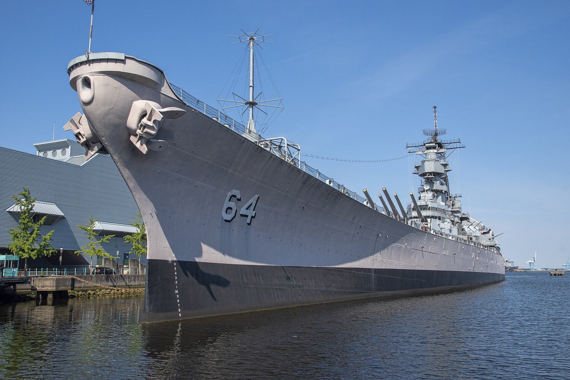 The battleship Wisconsin on the downtown Norfolk waterfront